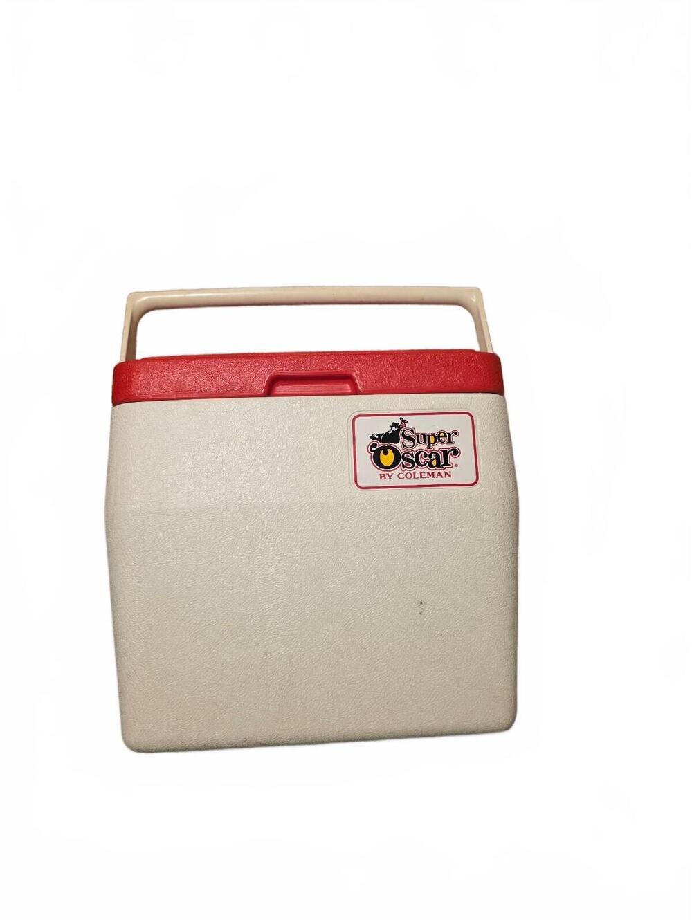 Vtg Coleman Super Oscar Portable Ice Box Cooler with Red Lid